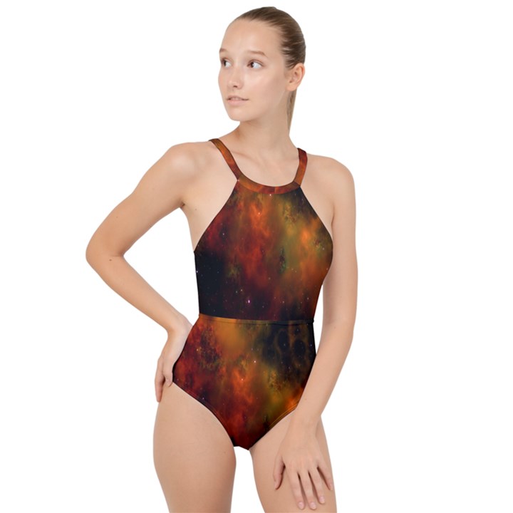 Space Science High Neck One Piece Swimsuit