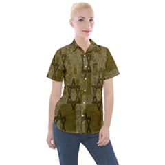 Star-of-david-002 Women s Short Sleeve Pocket Shirt