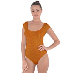 Orange Short Sleeve Leotard  by nate14shop