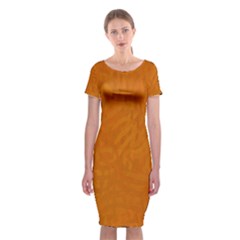 Orange Classic Short Sleeve Midi Dress by nate14shop