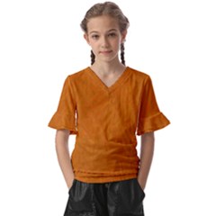 Orange Kids  V-neck Horn Sleeve Blouse by nate14shop