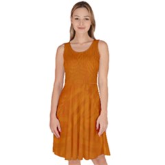 Orange Knee Length Skater Dress With Pockets