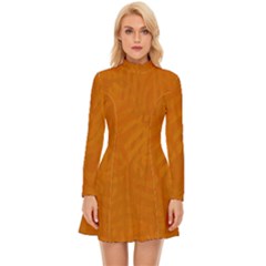 Orange Long Sleeve Velour Longline Dress by nate14shop