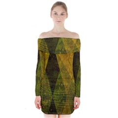 Rhomboid 001 Long Sleeve Off Shoulder Dress by nate14shop