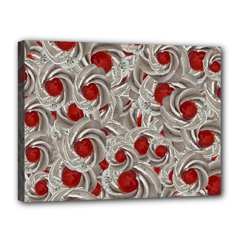 Cream With Cherries Motif Random Pattern Canvas 16  X 12  (stretched) by dflcprintsclothing