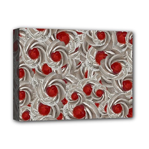 Cream With Cherries Motif Random Pattern Deluxe Canvas 16  X 12  (stretched)  by dflcprintsclothing