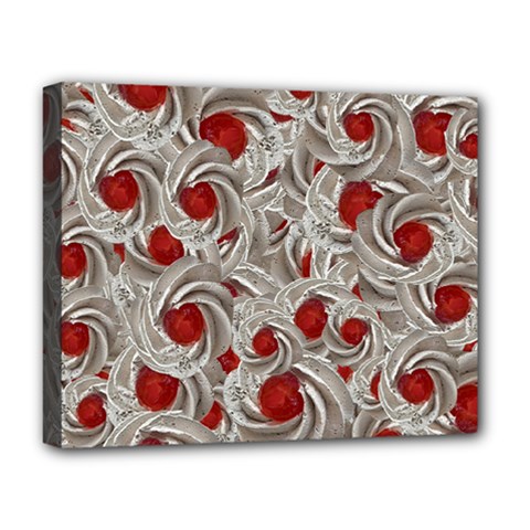 Cream With Cherries Motif Random Pattern Deluxe Canvas 20  x 16  (Stretched)