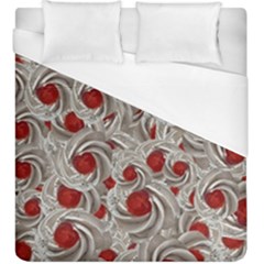 Cream With Cherries Motif Random Pattern Duvet Cover (King Size)