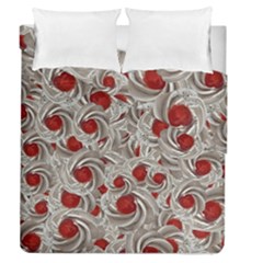 Cream With Cherries Motif Random Pattern Duvet Cover Double Side (Queen Size)