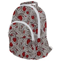 Cream With Cherries Motif Random Pattern Rounded Multi Pocket Backpack