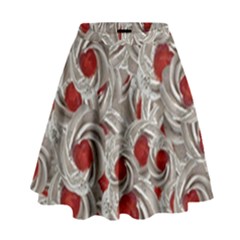 Cream With Cherries Motif Random Pattern High Waist Skirt by dflcprintsclothing