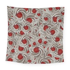 Cream With Cherries Motif Random Pattern Square Tapestry (Large)