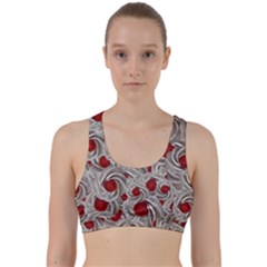 Cream With Cherries Motif Random Pattern Back Weave Sports Bra