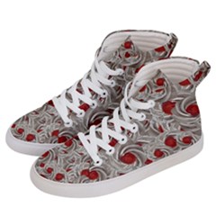 Cream With Cherries Motif Random Pattern Women s Hi-Top Skate Sneakers