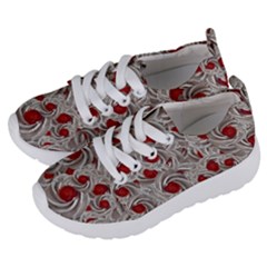 Cream With Cherries Motif Random Pattern Kids  Lightweight Sports Shoes