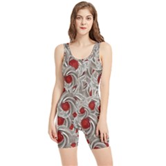 Cream With Cherries Motif Random Pattern Women s Wrestling Singlet