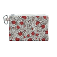 Cream With Cherries Motif Random Pattern Canvas Cosmetic Bag (medium) by dflcprintsclothing