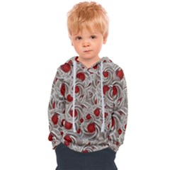 Cream With Cherries Motif Random Pattern Kids  Overhead Hoodie