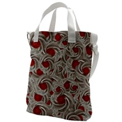 Cream With Cherries Motif Random Pattern Canvas Messenger Bag