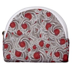 Cream With Cherries Motif Random Pattern Horseshoe Style Canvas Pouch