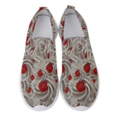 Cream With Cherries Motif Random Pattern Women s Slip On Sneakers