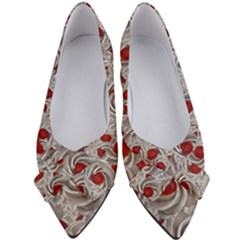 Cream With Cherries Motif Random Pattern Women s Bow Heels