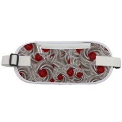 Cream With Cherries Motif Random Pattern Rounded Waist Pouch