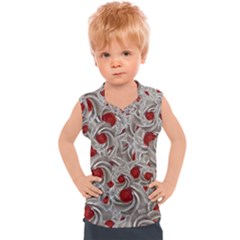 Cream With Cherries Motif Random Pattern Kids  Sport Tank Top