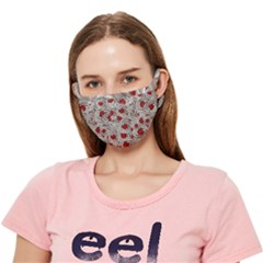 Cream With Cherries Motif Random Pattern Crease Cloth Face Mask (Adult)