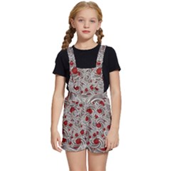 Cream With Cherries Motif Random Pattern Kids  Short Overalls