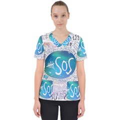 5 Seconds Of Summer Collage Quotes Women s V-neck Scrub Top by nate14shop