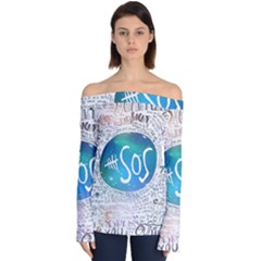 5 Seconds Of Summer Collage Quotes Off Shoulder Long Sleeve Top by nate14shop