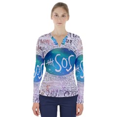 5 Seconds Of Summer Collage Quotes V-neck Long Sleeve Top by nate14shop