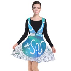 5 Seconds Of Summer Collage Quotes Plunge Pinafore Dress by nate14shop