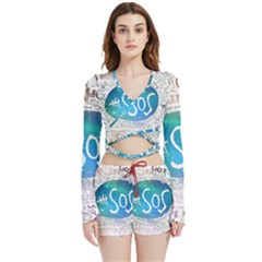 5 Seconds Of Summer Collage Quotes Velvet Wrap Crop Top And Shorts Set by nate14shop