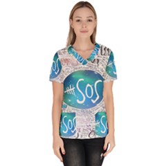 5 Seconds Of Summer Collage Quotes Women s V-neck Scrub Top by nate14shop