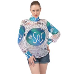 5 Seconds Of Summer Collage Quotes High Neck Long Sleeve Chiffon Top by nate14shop