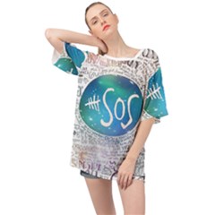 5 Seconds Of Summer Collage Quotes Oversized Chiffon Top by nate14shop