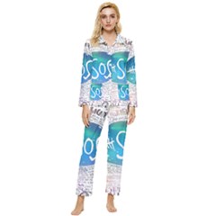 5 Seconds Of Summer Collage Quotes Womens  Long Sleeve Velvet Pocket Pajamas Set by nate14shop