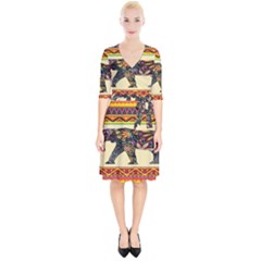 Elephant Colorfull Wrap Up Cocktail Dress