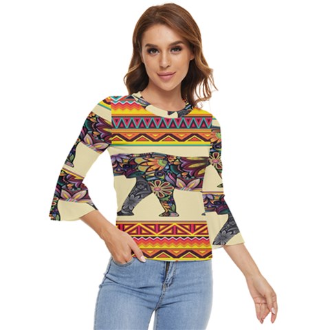 Elephant Colorfull Bell Sleeve Top by nate14shop