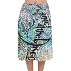 Panic At The Disco Lyric Quotes Velvet Flared Midi Skirt by nate14shop