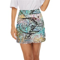 Panic At The Disco Lyric Quotes Mini Front Wrap Skirt