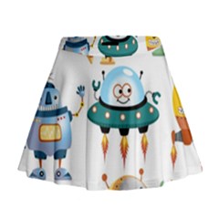 Vector-set-funny-robots-cartoon Mini Flare Skirt by Jancukart