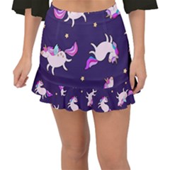 Fantasy-fat-unicorn-horse-pattern-fabric-design Fishtail Mini Chiffon Skirt