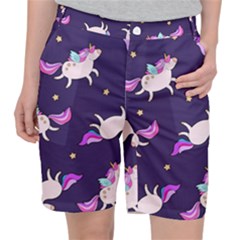 Fantasy-fat-unicorn-horse-pattern-fabric-design Pocket Shorts by Jancukart