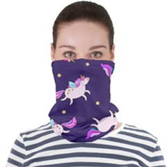 Fantasy-fat-unicorn-horse-pattern-fabric-design Face Seamless Bandana (adult) by Jancukart