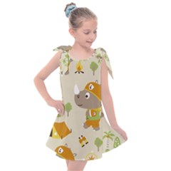 Seamless-pattern-vector-with-funny-boy-scout-scout-day-background Kids  Tie Up Tunic Dress