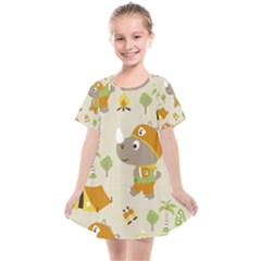 Seamless-pattern-vector-with-funny-boy-scout-scout-day-background Kids  Smock Dress