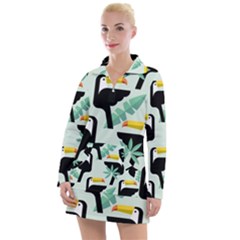 Seamless-tropical-pattern-with-birds Women s Long Sleeve Casual Dress by Jancukart
